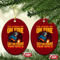 Funny Welding Bigfoot Ceramic Ornament Cryptid Welder Sasquatch - Wonder Print Shop