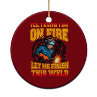 Funny Welding Bigfoot Ceramic Ornament Cryptid Welder Sasquatch - Wonder Print Shop
