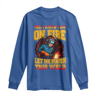 Funny Welding Bigfoot Long Sleeve Shirt Cryptid Welder Sasquatch - Wonder Print Shop