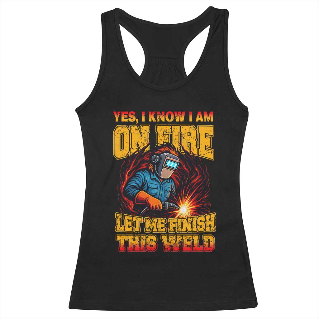 Funny Welding Bigfoot Racerback Tank Top Cryptid Welder Sasquatch - Wonder Print Shop