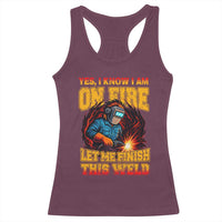Funny Welding Bigfoot Racerback Tank Top Cryptid Welder Sasquatch - Wonder Print Shop