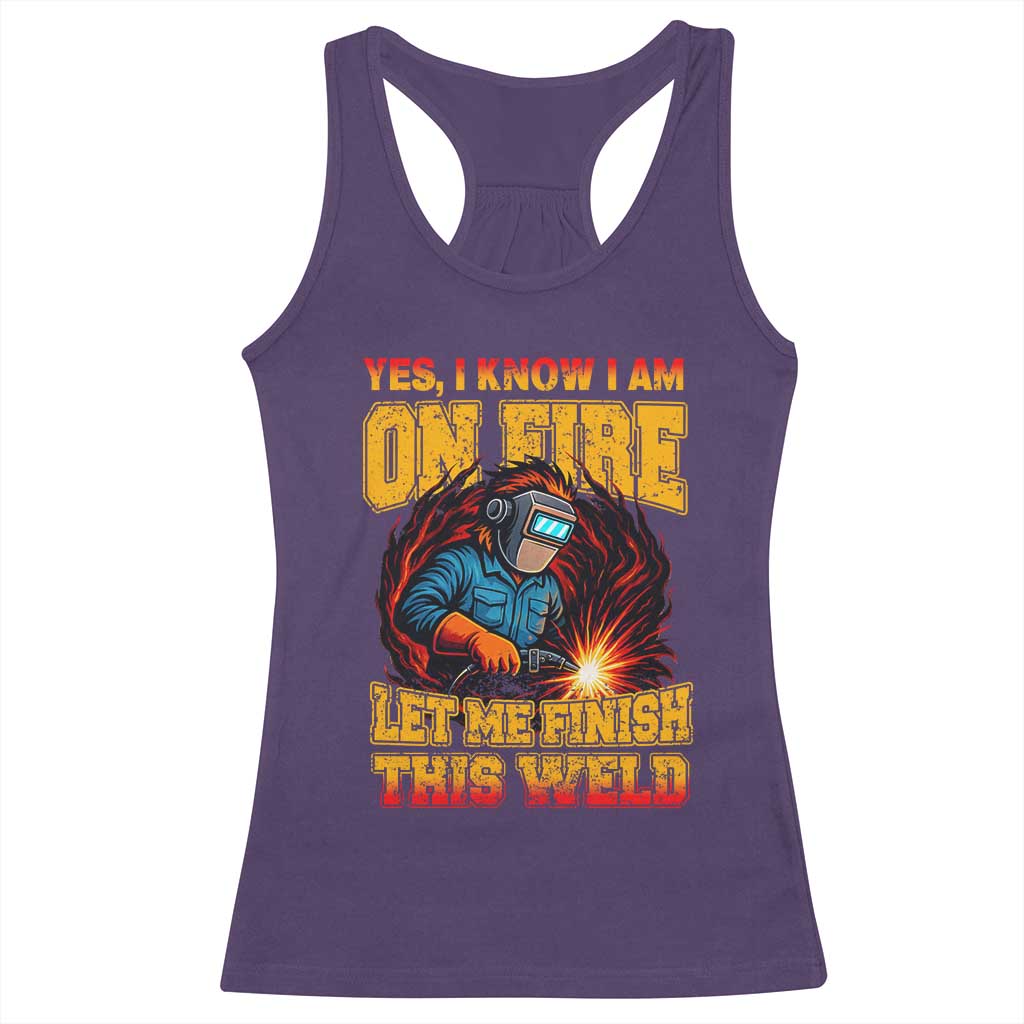 Funny Welding Bigfoot Racerback Tank Top Cryptid Welder Sasquatch - Wonder Print Shop