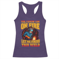 Funny Welding Bigfoot Racerback Tank Top Cryptid Welder Sasquatch - Wonder Print Shop