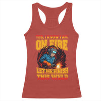 Funny Welding Bigfoot Racerback Tank Top Cryptid Welder Sasquatch - Wonder Print Shop