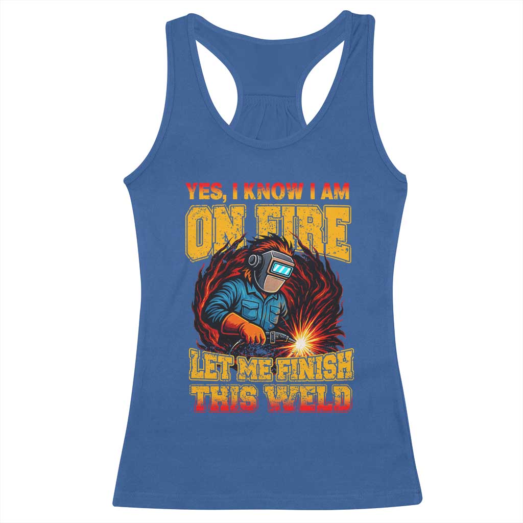 Funny Welding Bigfoot Racerback Tank Top Cryptid Welder Sasquatch - Wonder Print Shop