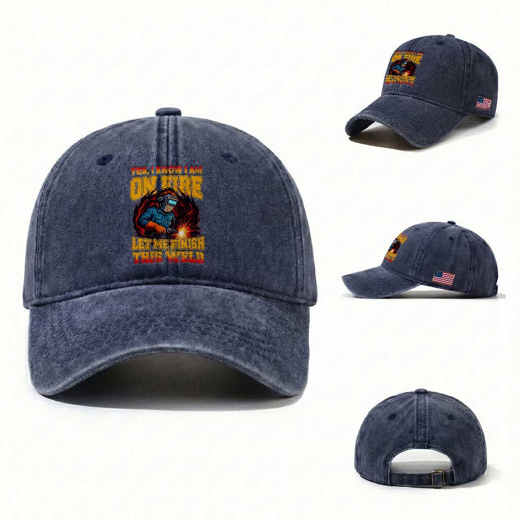 Funny Welding Bigfoot Washed Cotton Baseball Cap Cryptid Welder Sasquatch