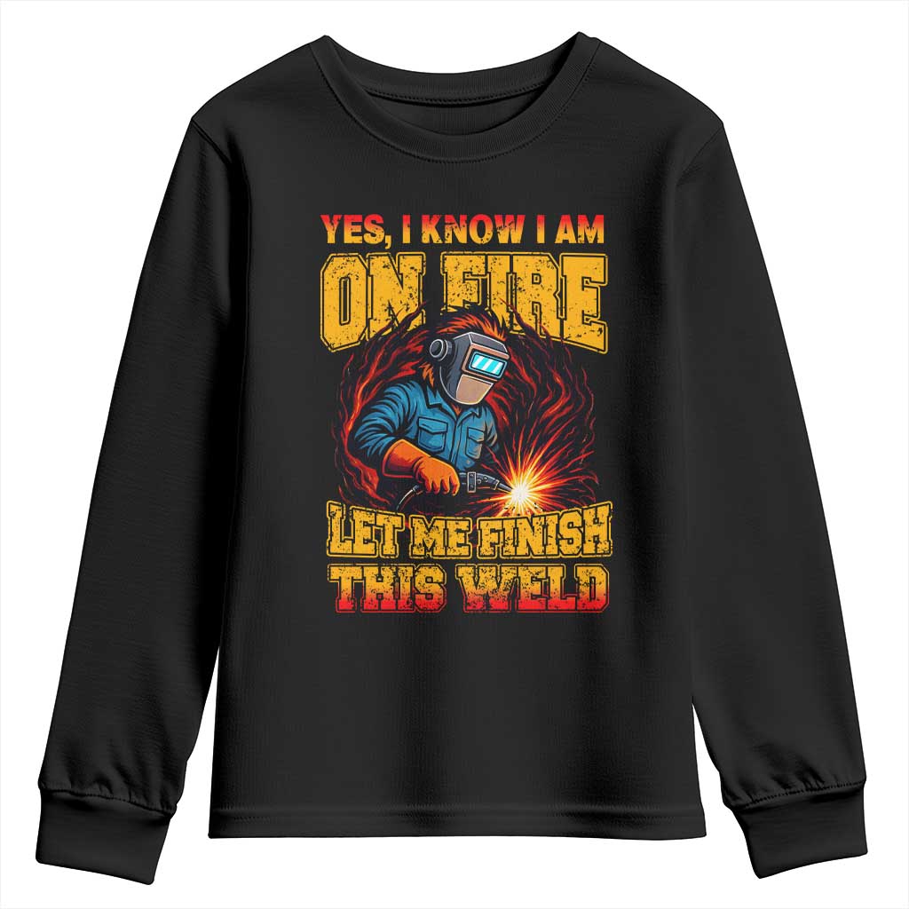 Funny Welding Bigfoot Youth Sweatshirt Cryptid Welder Sasquatch - Wonder Print Shop