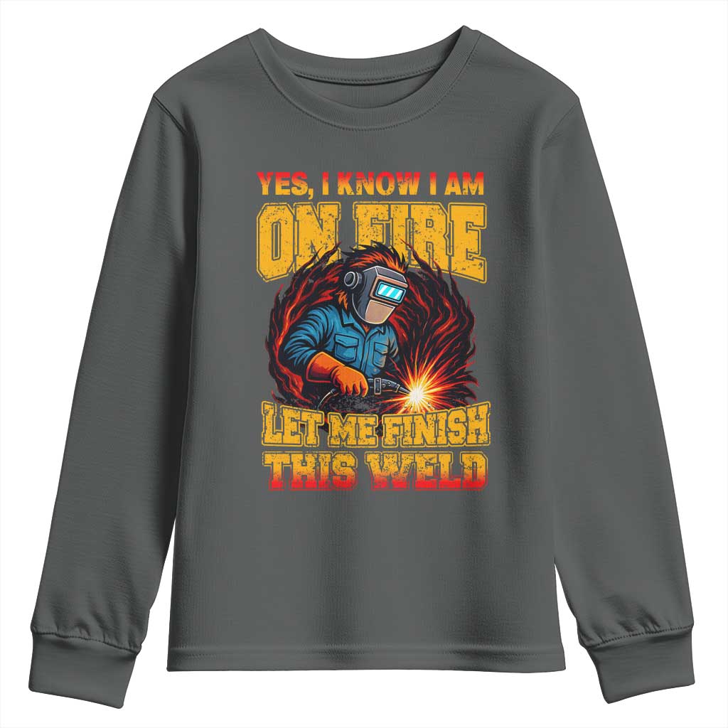 Funny Welding Bigfoot Youth Sweatshirt Cryptid Welder Sasquatch - Wonder Print Shop
