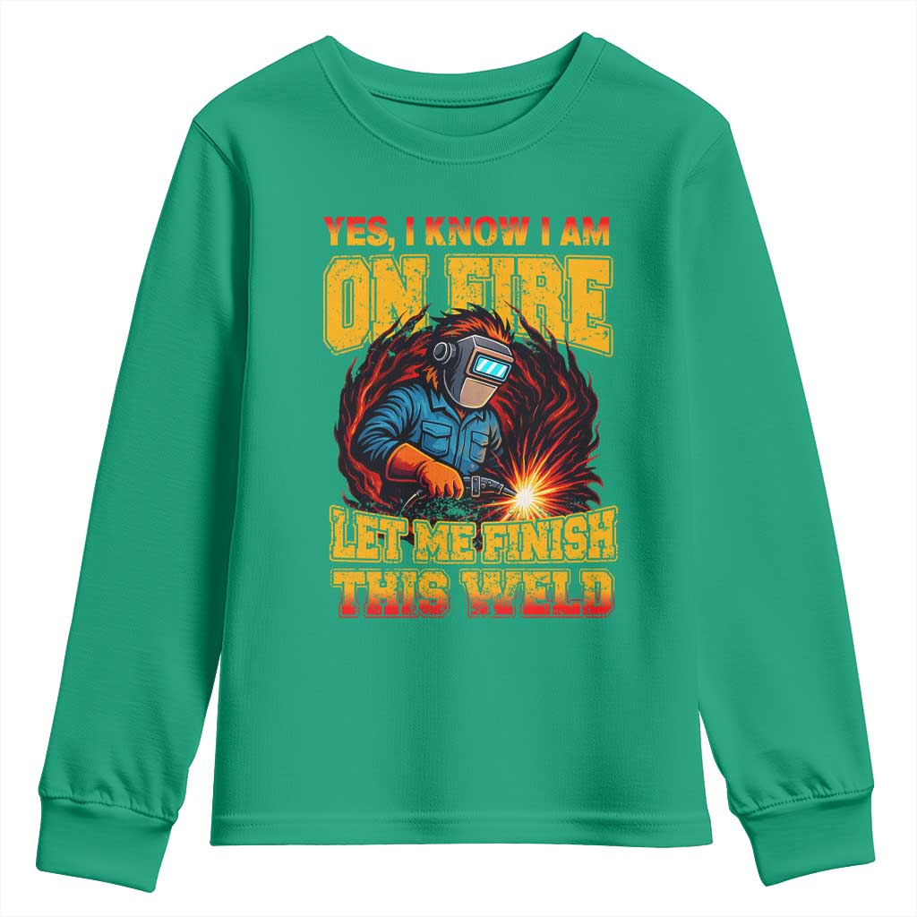 Funny Welding Bigfoot Youth Sweatshirt Cryptid Welder Sasquatch - Wonder Print Shop