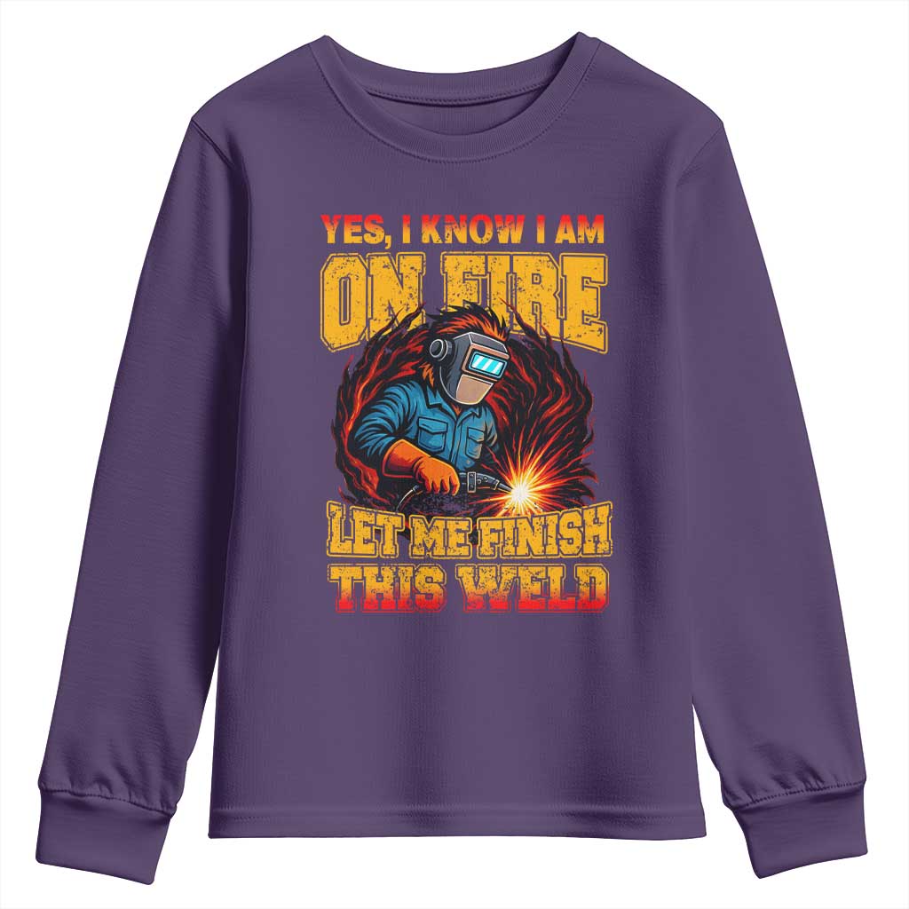 Funny Welding Bigfoot Youth Sweatshirt Cryptid Welder Sasquatch - Wonder Print Shop