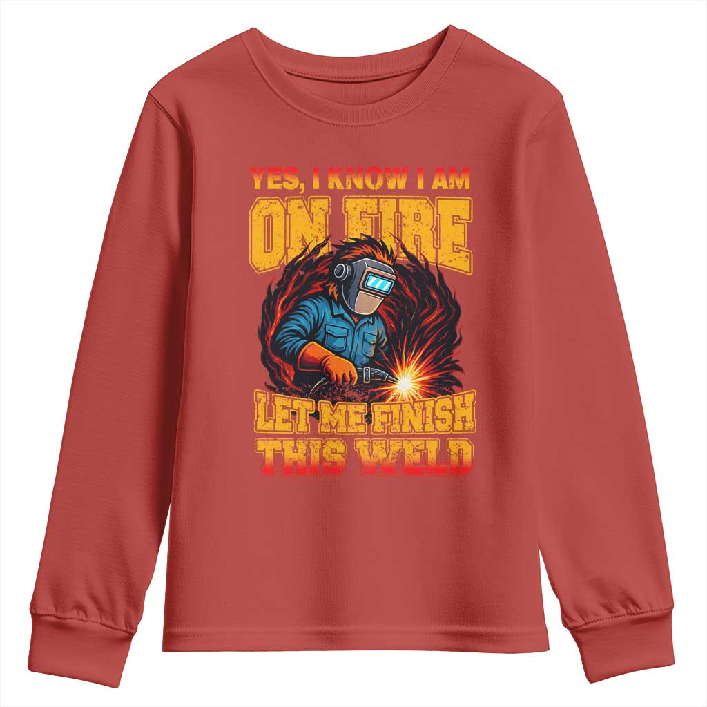 Funny Welding Bigfoot Youth Sweatshirt Cryptid Welder Sasquatch - Wonder Print Shop