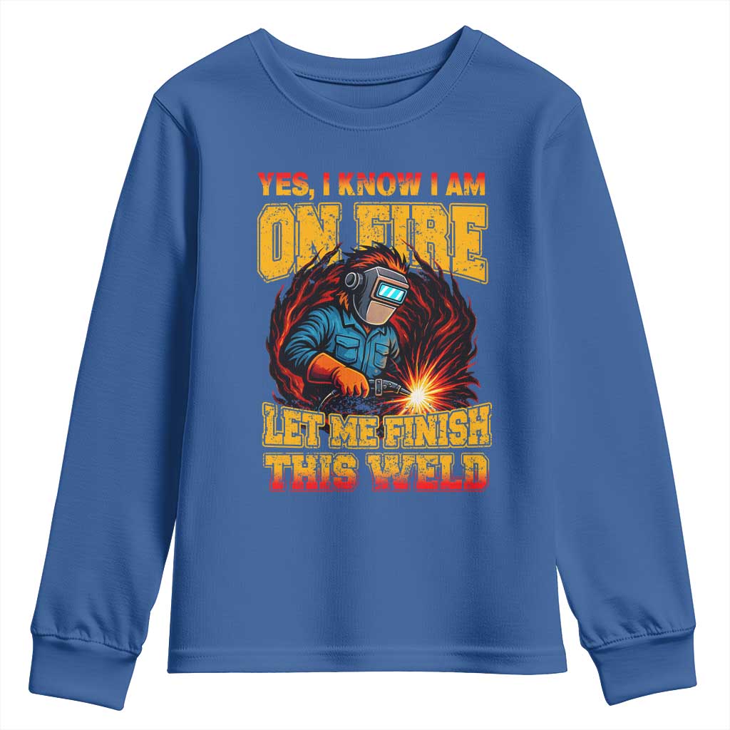 Funny Welding Bigfoot Youth Sweatshirt Cryptid Welder Sasquatch - Wonder Print Shop