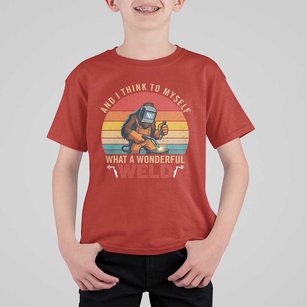 Funny Welding Bigfoot T Shirt For Kid And I Think To Myself What A Wonderful Weld - Wonder Print Shop