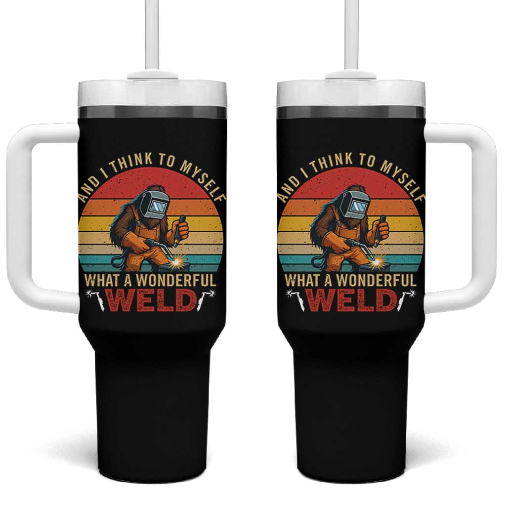 Funny Welding Bigfoot Tumbler With Handle And I Think To Myself What A Wonderful Weld - Wonder Print Shop