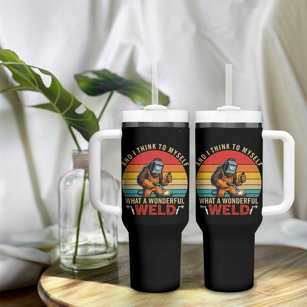 Funny Welding Bigfoot Tumbler With Handle And I Think To Myself What A Wonderful Weld - Wonder Print Shop