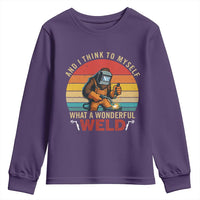 Funny Welding Bigfoot Youth Sweatshirt And I Think To Myself What A Wonderful Weld - Wonder Print Shop