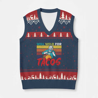 Funny Welding V-Neck Knit Sweater Vest Will Weld For Tacos - Wonder Print Shop