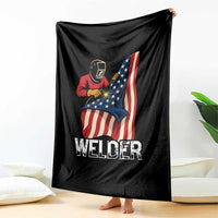 Welder Patriotic American Flag Throw Blanket - Wonder Print Shop