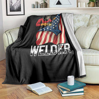 Welder Patriotic American Flag Throw Blanket - Wonder Print Shop