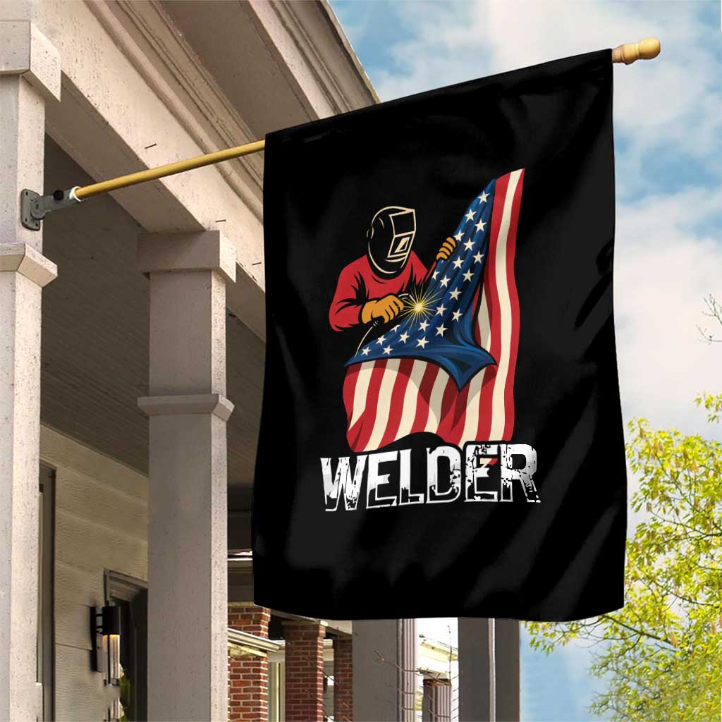 Welder Patriotic American Flag Garden Flag - Wonder Print Shop
