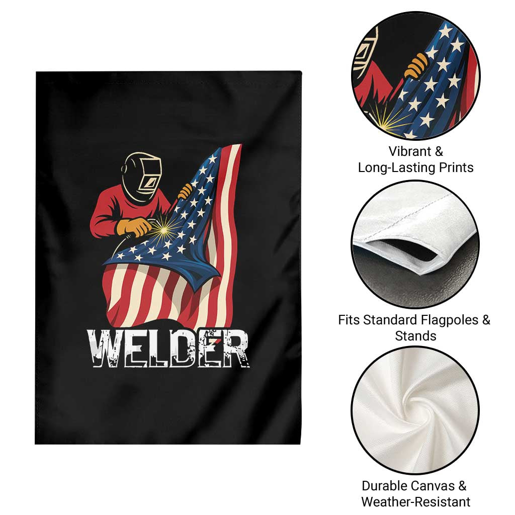 Welder Patriotic American Flag Garden Flag - Wonder Print Shop