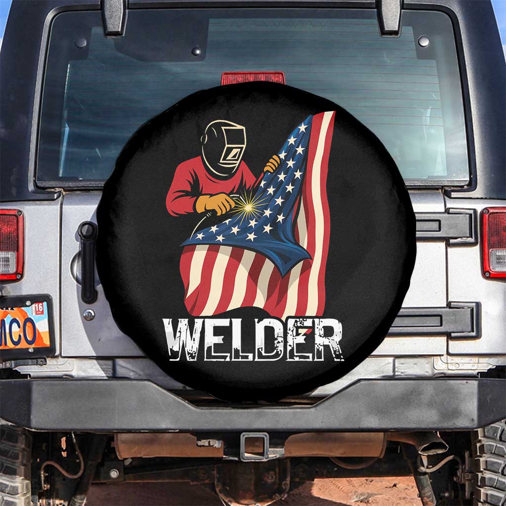 Welder Patriotic American Flag Spare Tire Cover - Wonder Print Shop