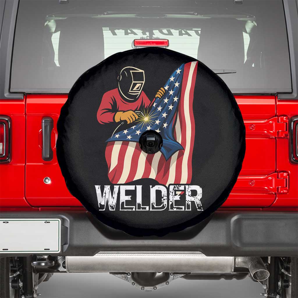Welder Patriotic American Flag Spare Tire Cover - Wonder Print Shop