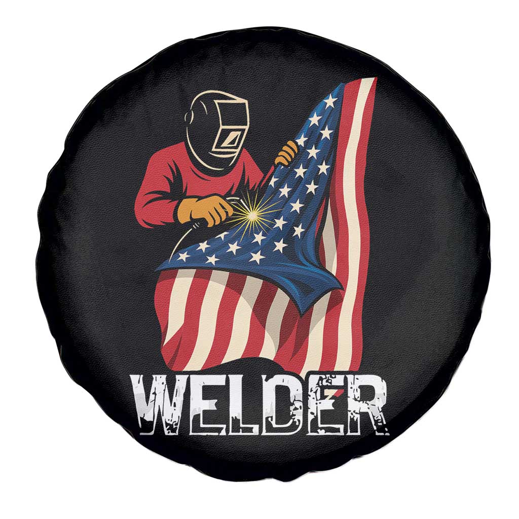 Welder Patriotic American Flag Spare Tire Cover - Wonder Print Shop