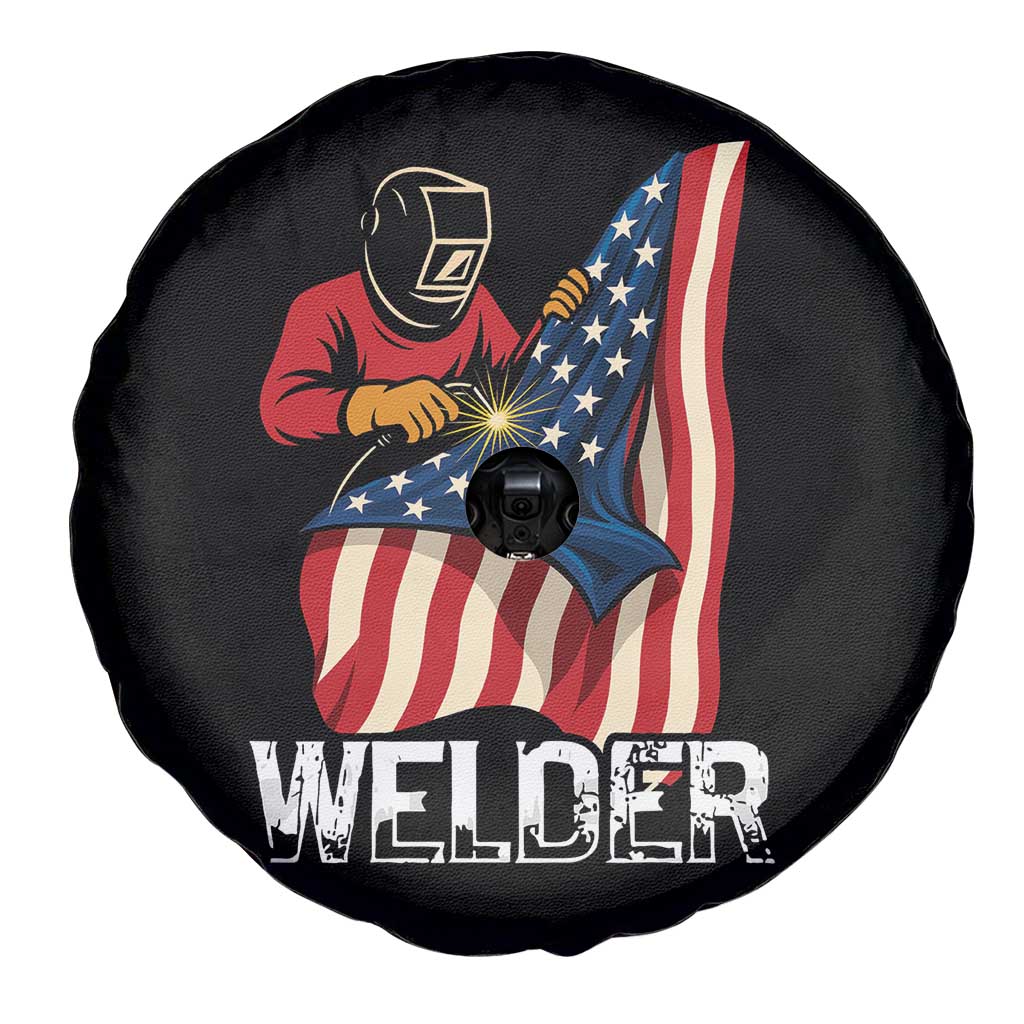 Welder Patriotic American Flag Spare Tire Cover - Wonder Print Shop
