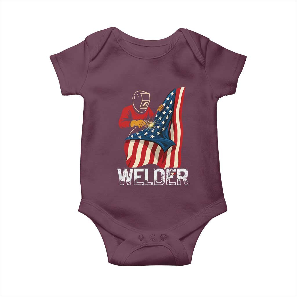 Welder Patriotic American Flag Baby Onesie - Wonder Print Shop