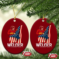 Welder Patriotic American Flag Ceramic Ornament - Wonder Print Shop