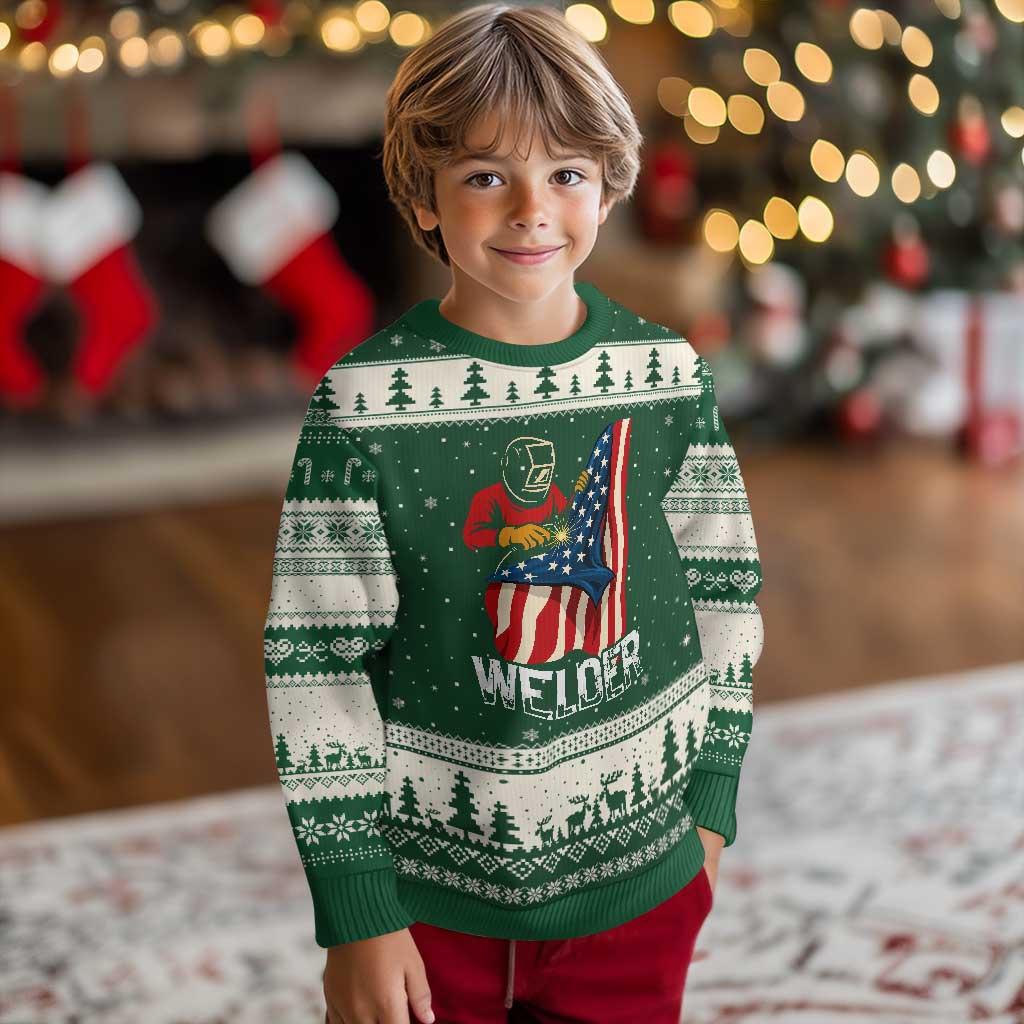 Welder Patriotic American Flag Ugly Christmas Sweater - Wonder Print Shop