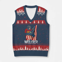 Welder Patriotic American Flag V-Neck Knit Sweater Vest - Wonder Print Shop