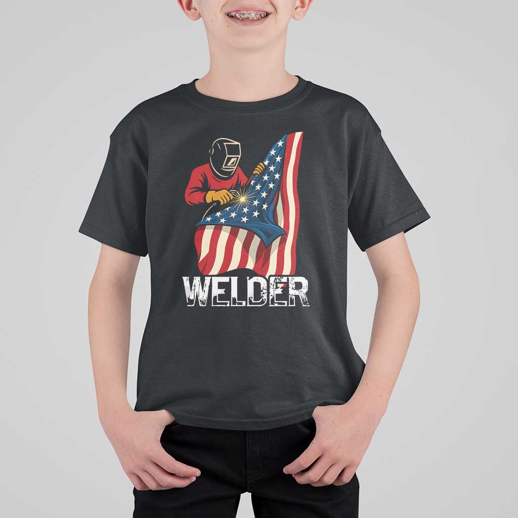 Welder Patriotic American Flag T Shirt For Kid - Wonder Print Shop