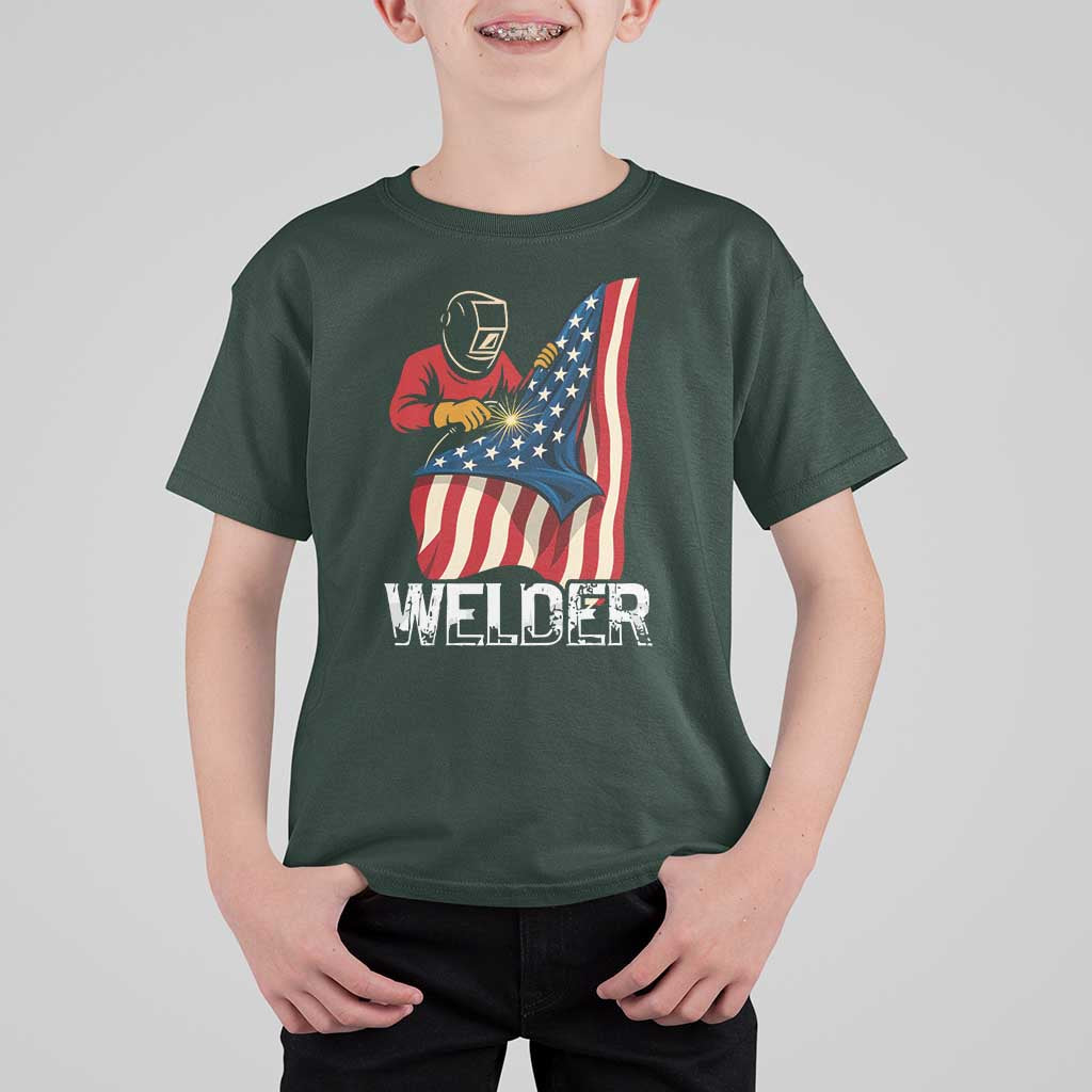 Welder Patriotic American Flag T Shirt For Kid - Wonder Print Shop