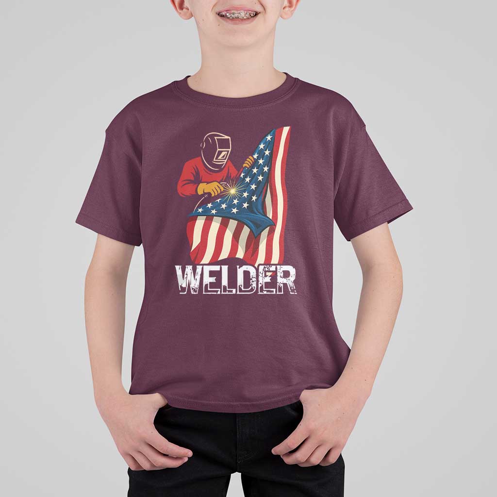 Welder Patriotic American Flag T Shirt For Kid - Wonder Print Shop