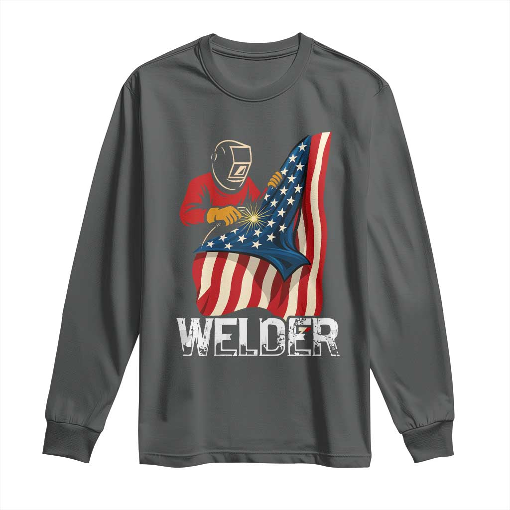 Welder Patriotic American Flag Long Sleeve Shirt - Wonder Print Shop