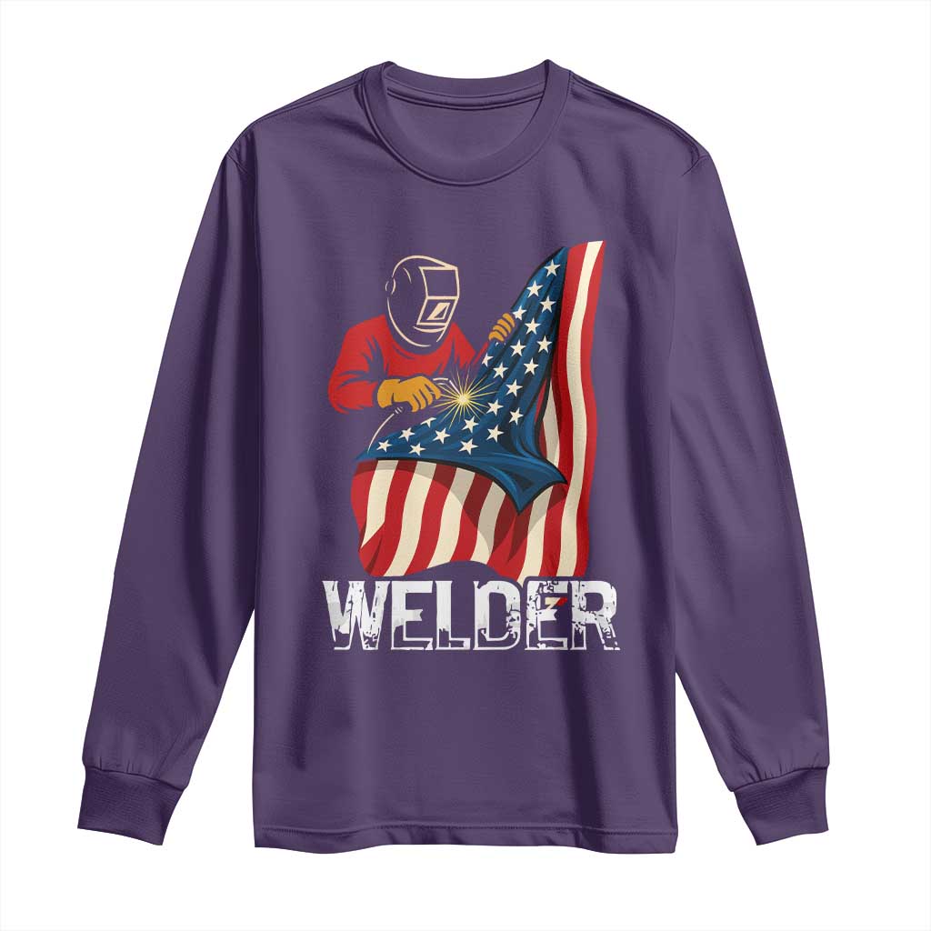 Welder Patriotic American Flag Long Sleeve Shirt - Wonder Print Shop