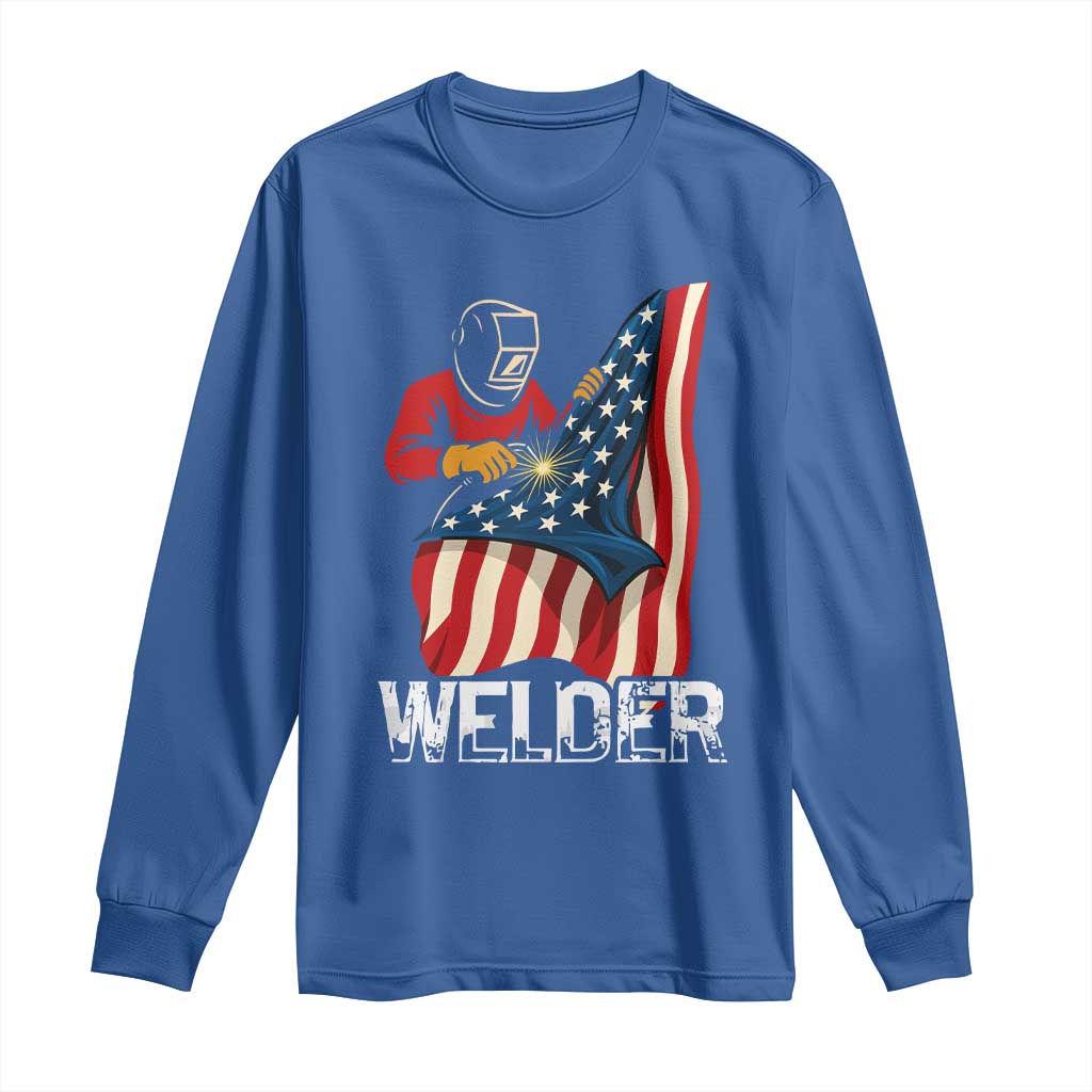 Welder Patriotic American Flag Long Sleeve Shirt - Wonder Print Shop