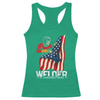 Welder Patriotic American Flag Racerback Tank Top - Wonder Print Shop