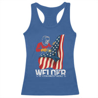 Welder Patriotic American Flag Racerback Tank Top - Wonder Print Shop