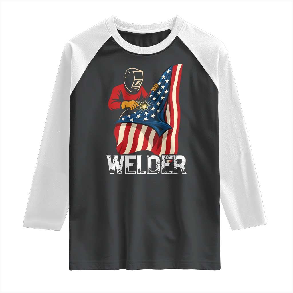Welder Patriotic American Flag Raglan Shirt - Wonder Print Shop