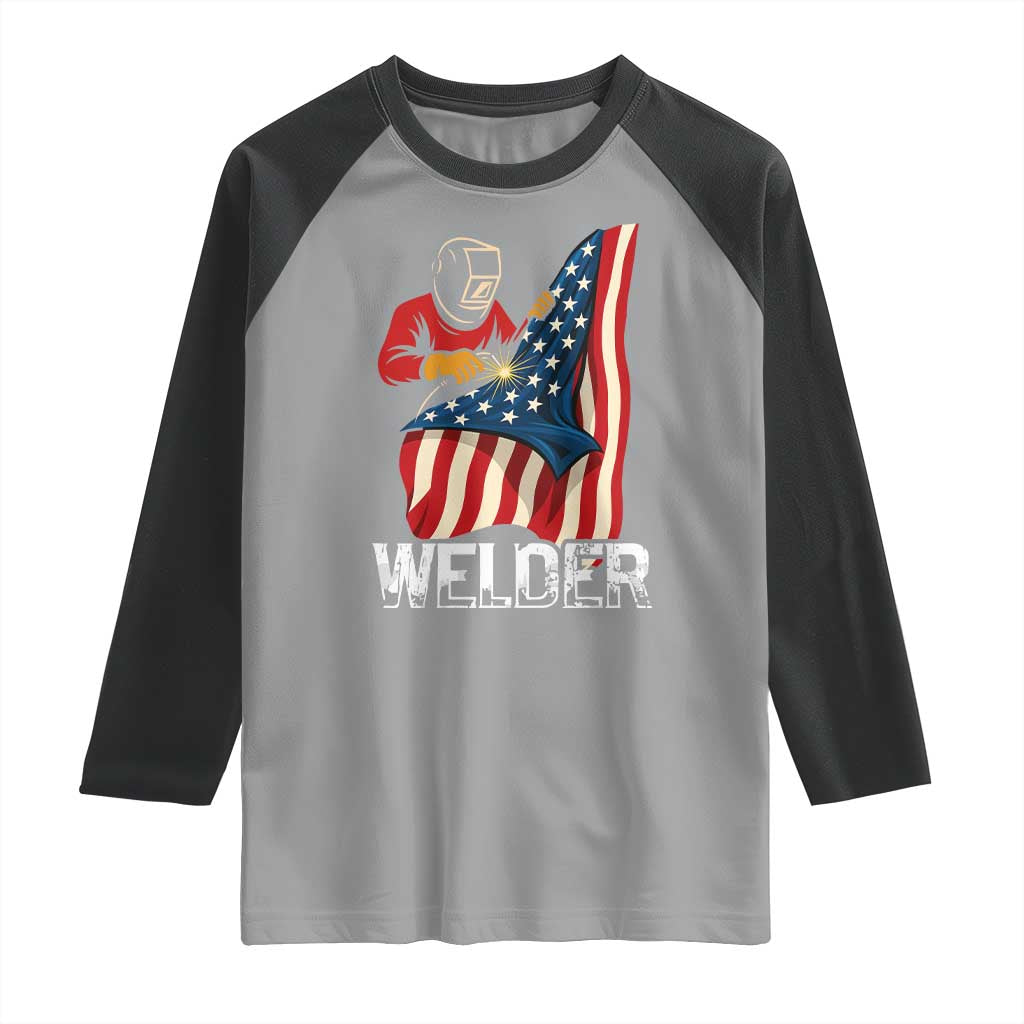 Welder Patriotic American Flag Raglan Shirt - Wonder Print Shop