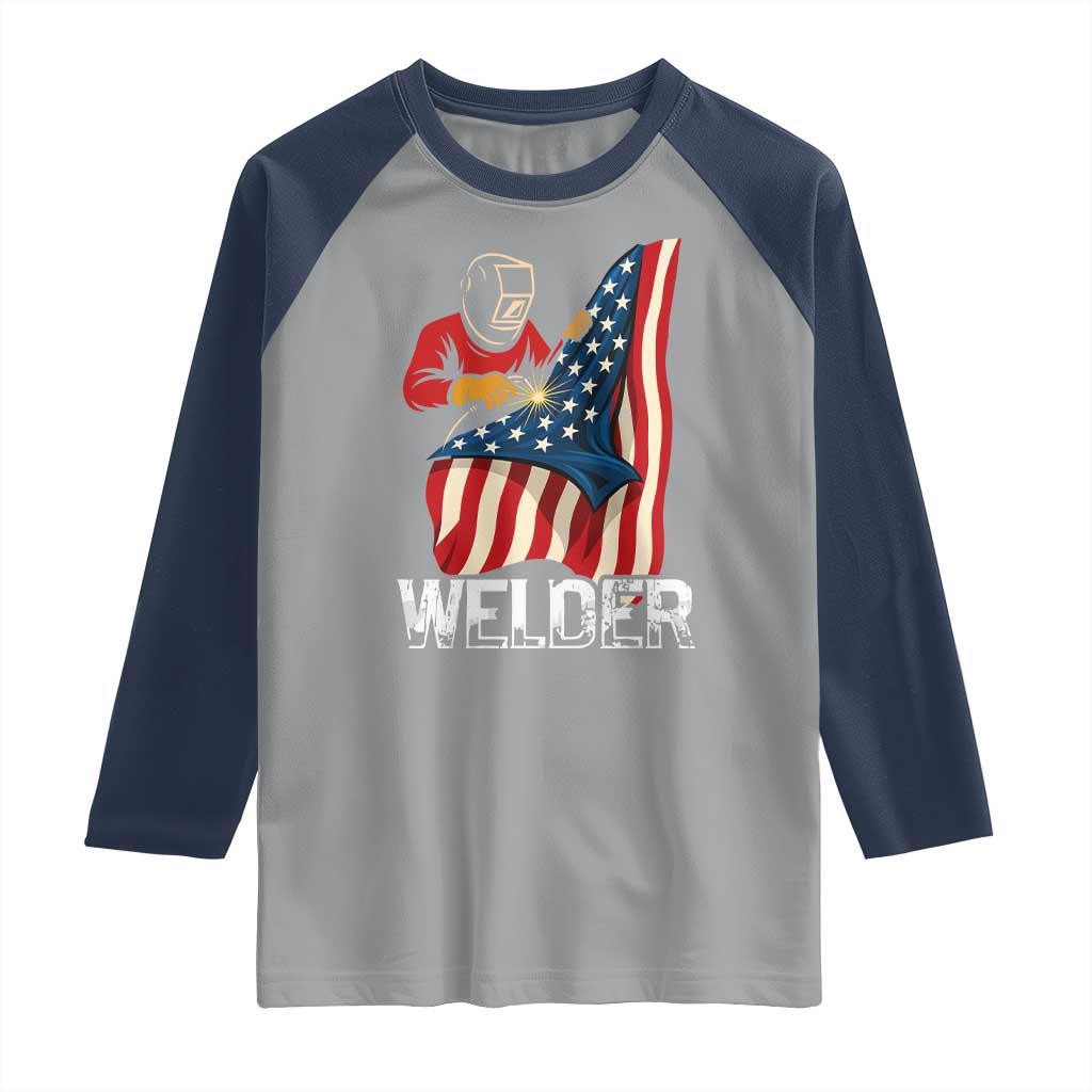 Welder Patriotic American Flag Raglan Shirt - Wonder Print Shop