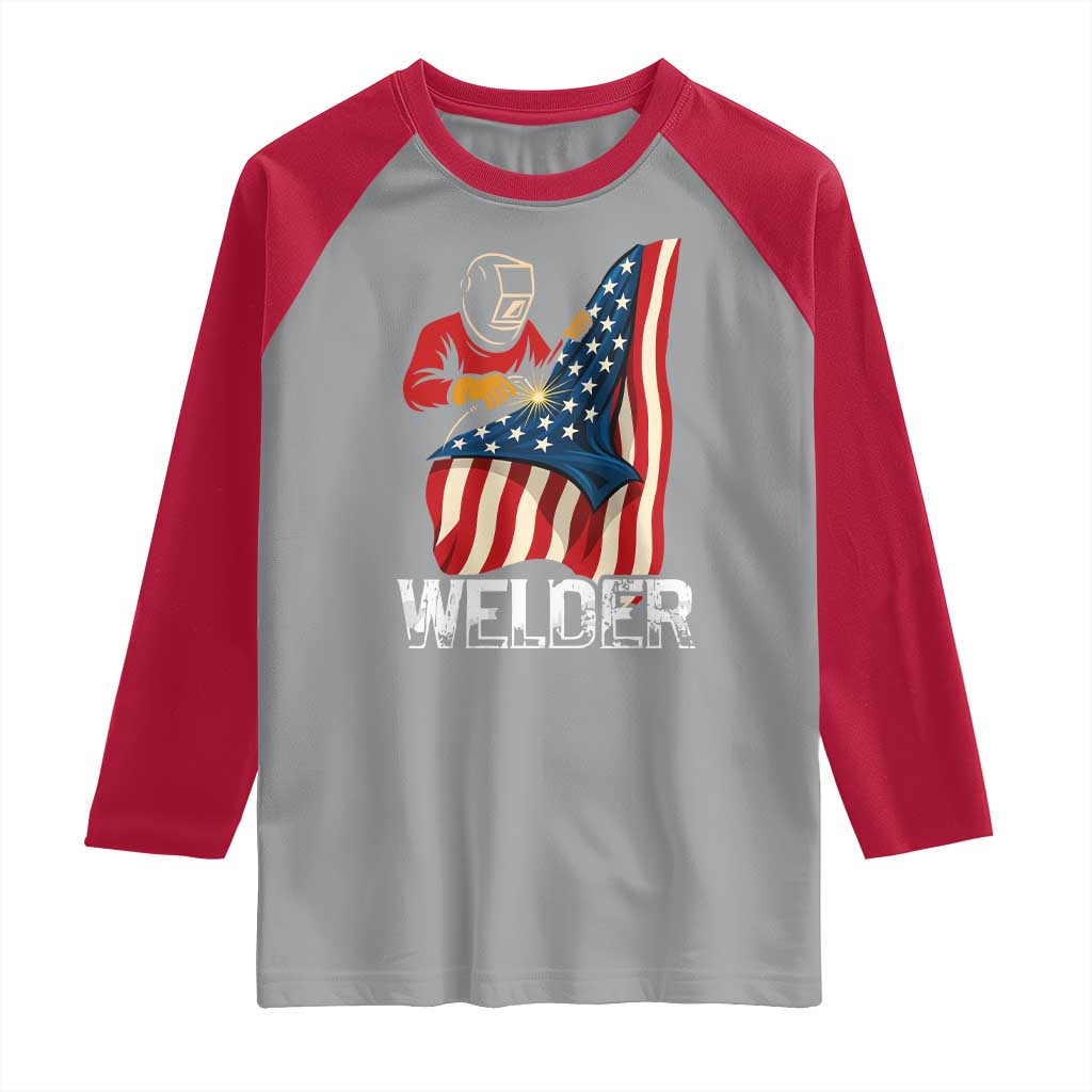 Welder Patriotic American Flag Raglan Shirt - Wonder Print Shop