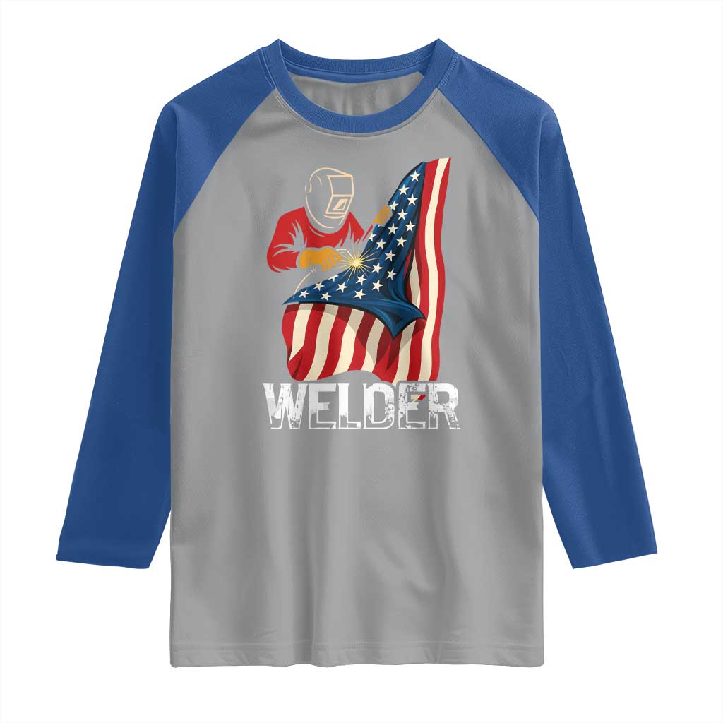 Welder Patriotic American Flag Raglan Shirt - Wonder Print Shop