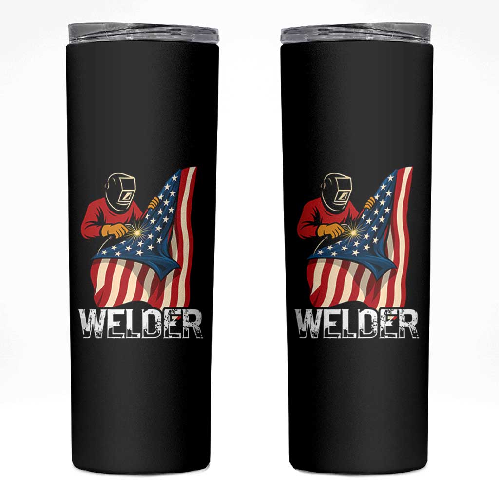 Welder Patriotic American Flag Skinny Tumbler - Wonder Print Shop