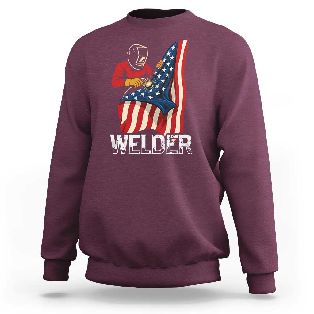 Welder Patriotic American Flag Sweatshirt - Wonder Print Shop