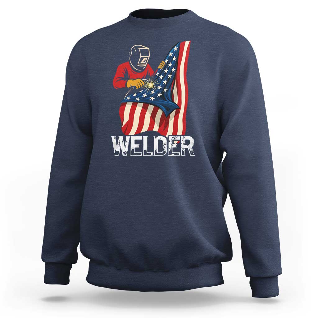 Welder Patriotic American Flag Sweatshirt - Wonder Print Shop
