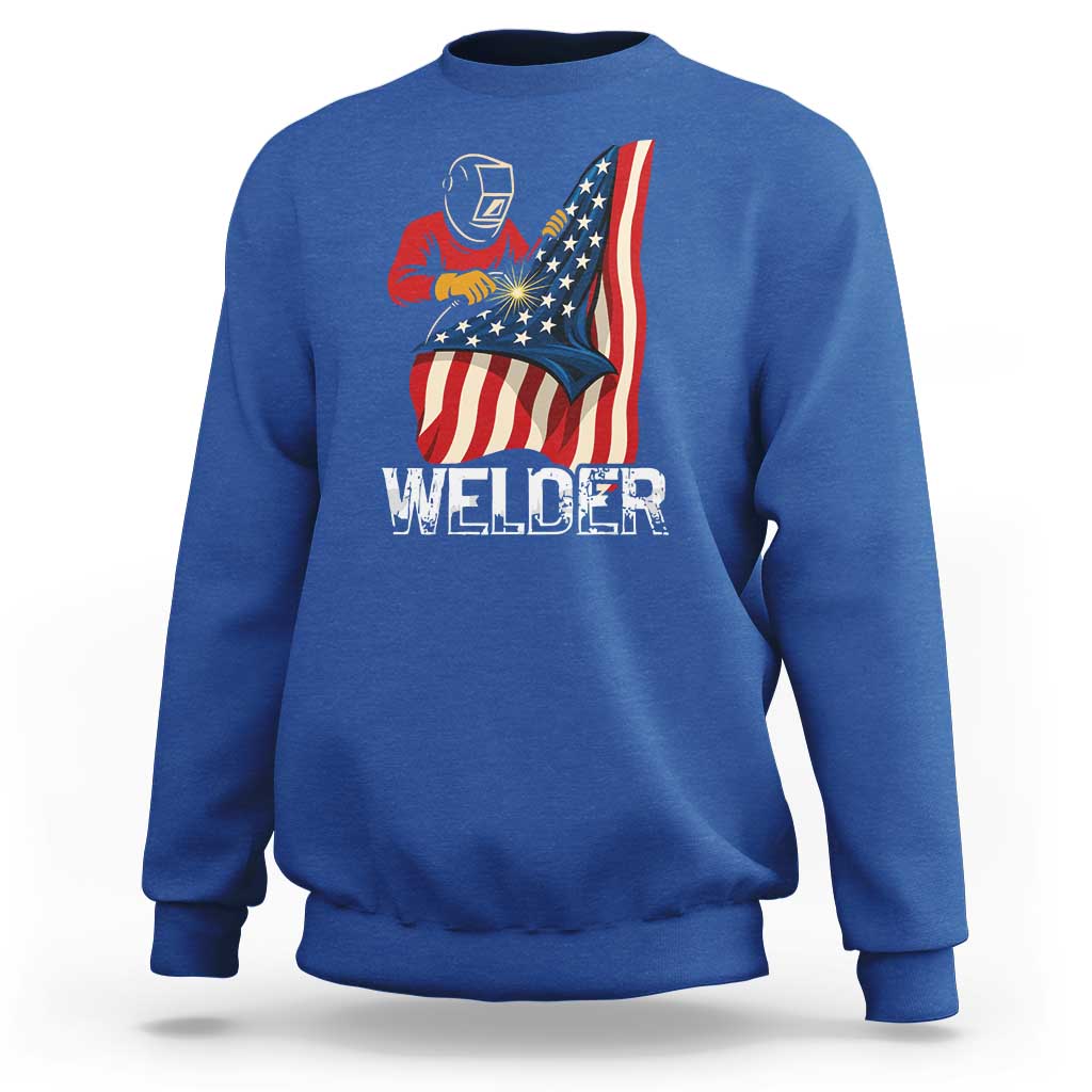 Welder Patriotic American Flag Sweatshirt - Wonder Print Shop